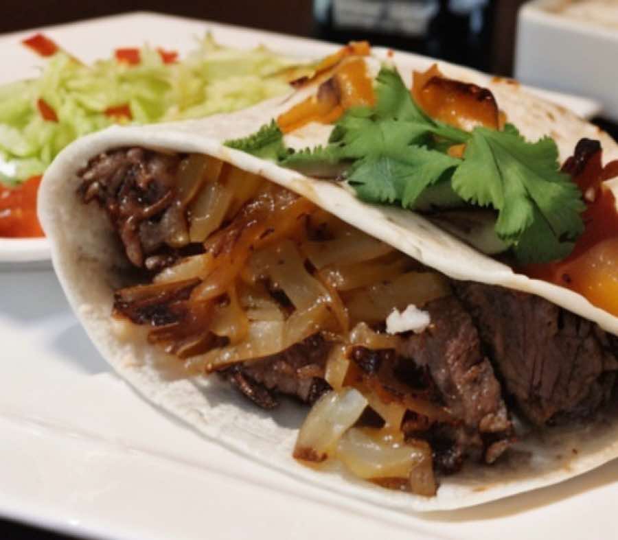 Weight Loss Friendly Steak Tacos with Caramlized Onions